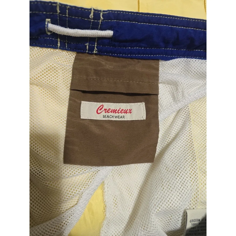 Cremieux Beach Wear Marlin Swim Trunks Size  L Mens Yellow Drawstring 3 Pocket